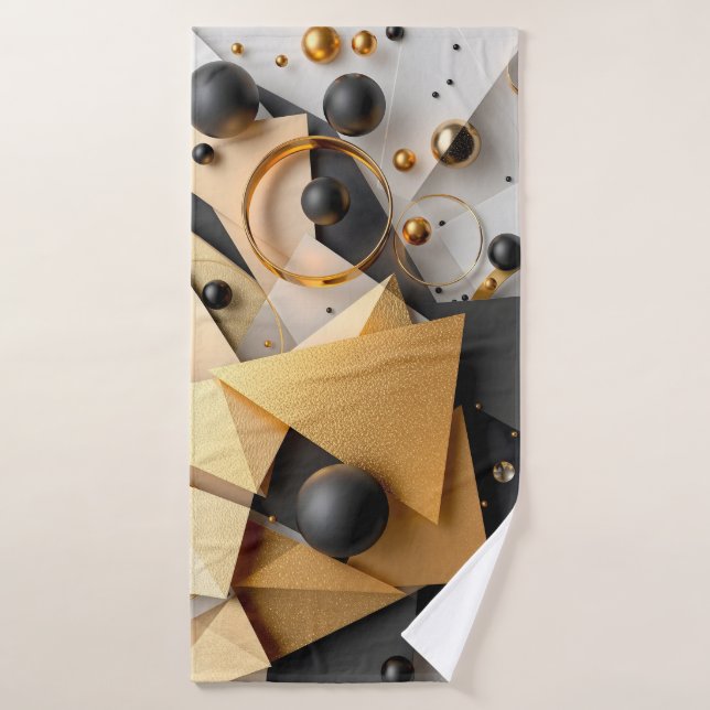 Geometric Gold & Black Elegance Bath Towel (Bath Towel)