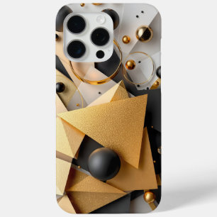Geometric Gold & Black Elegance iPhone 15 Pro Max Case