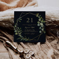 Geometric Gold Blue Green 21st Birthday Party