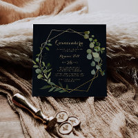 Geometric Gold Blue Green Eucalyptus Quinceañera