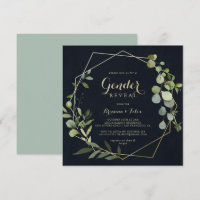 Geometric Gold Blue Green Gender Reveal Party 