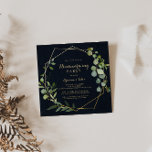 Geometric Gold Blue Green Housewarming Party  Invitation<br><div class="desc">This geometric gold blue green housewarming party invitation is perfect for a simple new home celebration. The design features hand-painted beautiful green leaves in a dark blue background,  adorning a gold geometric frame.</div>