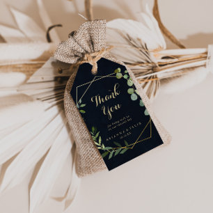 Geometric Gold Blue Green Wedding Thank You  Gift Tags