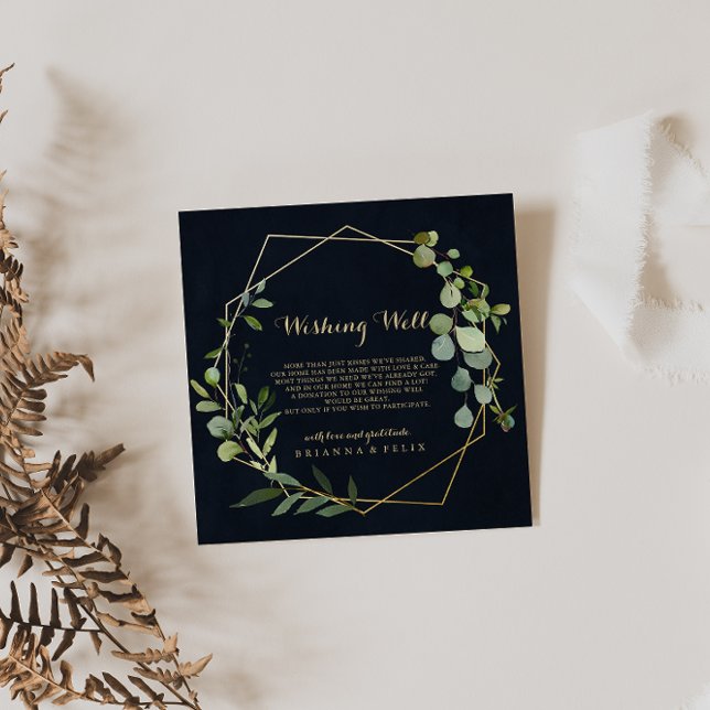 Geometric Gold Blue Green Wedding Wishing Well Enclosure Card (Creator Uploaded)
