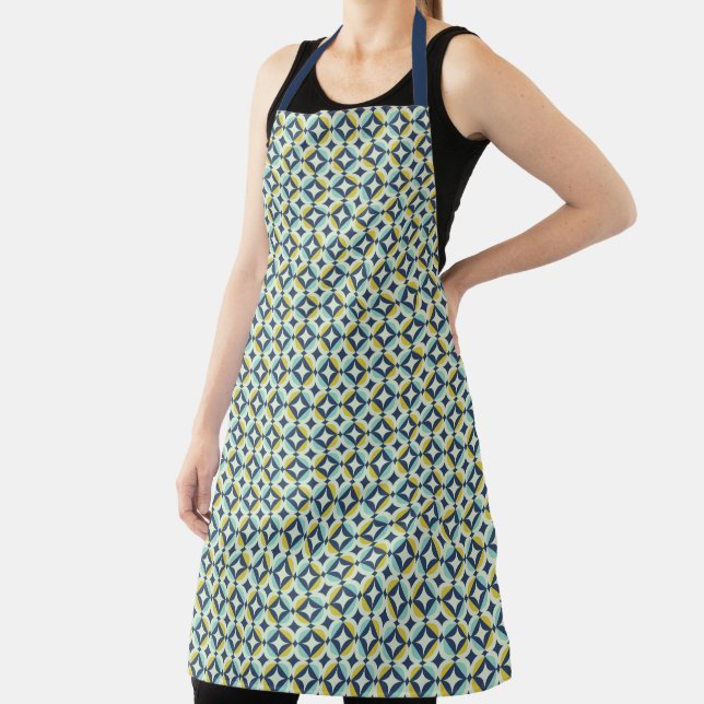 Geometric Gold & Blue Pattern Apron (Insitu)
