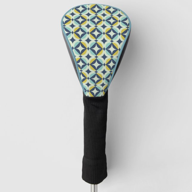 Geometric Gold & Blue Pattern Golf Head Cover (Front)