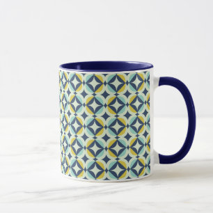 Geometric Gold & Blue Pattern Mug