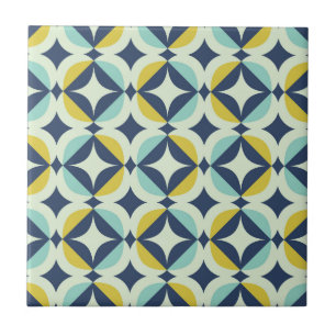 Geometric Gold & Blue Pattern Tile