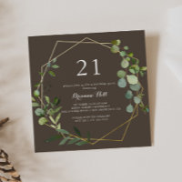 Geometric Gold Brown Green 21st Birthday Party