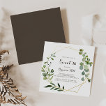Geometric Gold Brown Sweet 16 Birthday Party  Invitation<br><div class="desc">This geometric gold brown sweet 16 birthday party invitation is perfect for a simple birthday. The design features hand-painted beautiful green leaves in a brown background,  adorning a gold geometric frame.</div>