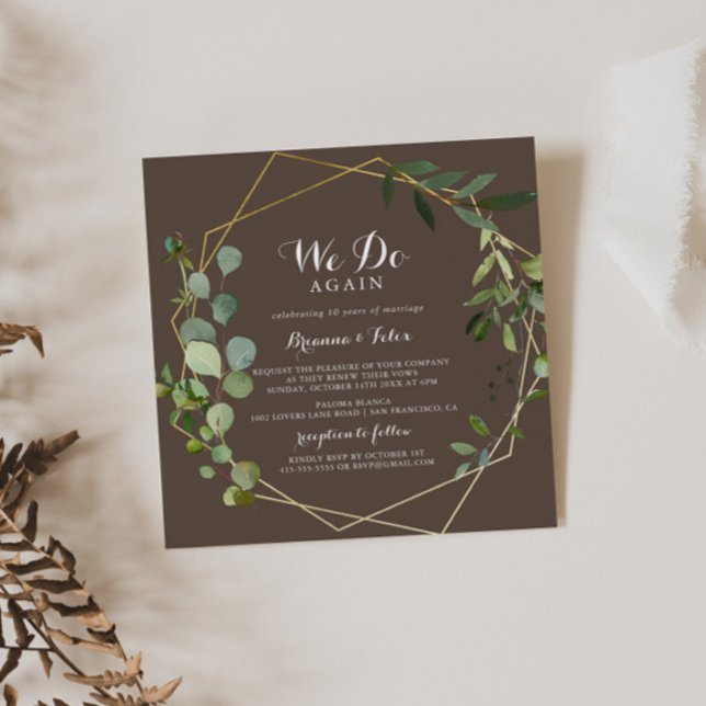 Geometric Gold Brown We Do Again Vow Renewal  Invitation (Creator Uploaded)