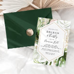 Geometric Gold Brunch and Bubbly Bridal Shower Invitation<br><div class="desc">This geometric gold brunch and bubbly bridal shower invitation is perfect for a destination wedding shower. The design features hand-painted watercolor gold and green palm and banana leaves with pink flowers bunched into bouquets,  adorning a geometric frame.</div>