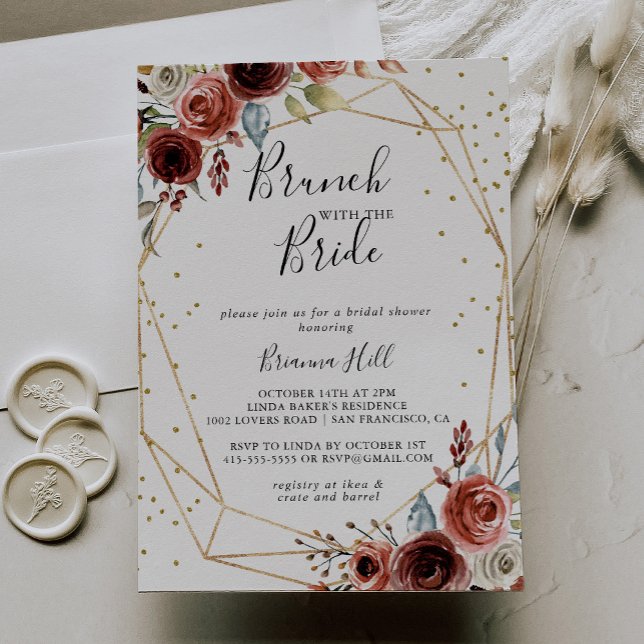 Geometric Gold Brunch with the Bride Shower Invitation (Creator Uploaded)
