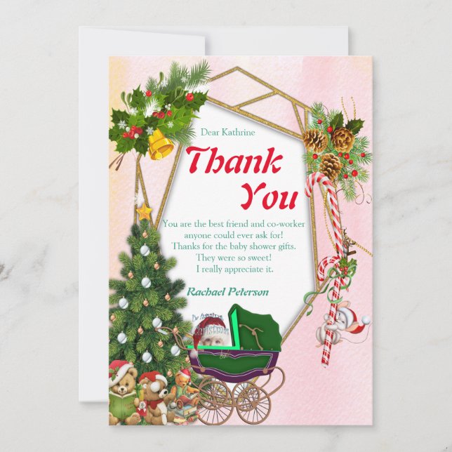 Geometric Gold Christmas Thank You Card (Front)