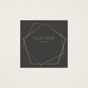 Geometric gold earring holder and social icons