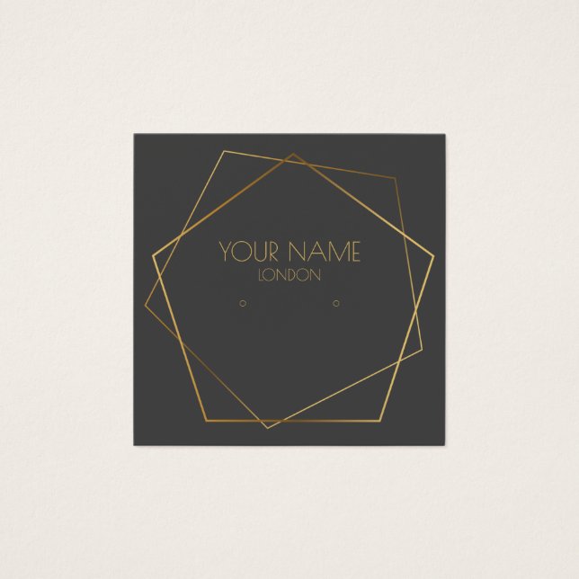 Geometric gold earring holder and social icons (Front)