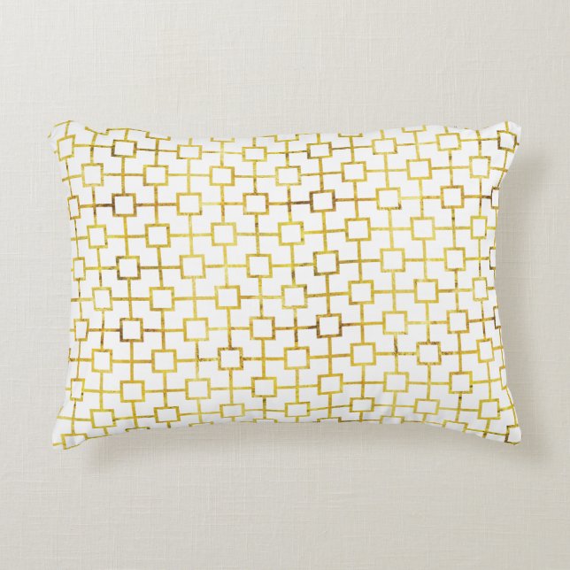 Geometric Gold Foil Cats Cradle Pattern Decorative Pillow (Front)