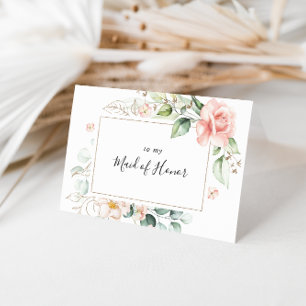 Geometric Gold Foliage Bridal Party Thank You Card