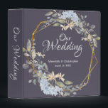 Geometric Gold Frame Dusty Blue Florals Wedding Binder<br><div class="desc">Romantic watercolor dusty blue florals and leaves on gold geometric frame. Add your wedding details,  change font colours,  sizes or font styles. This modern botanical wreath elegant design is ideal for spring and summer weddings.</div>