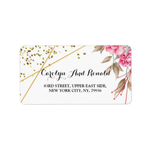 Geometric Gold Frame Pink Floral Label