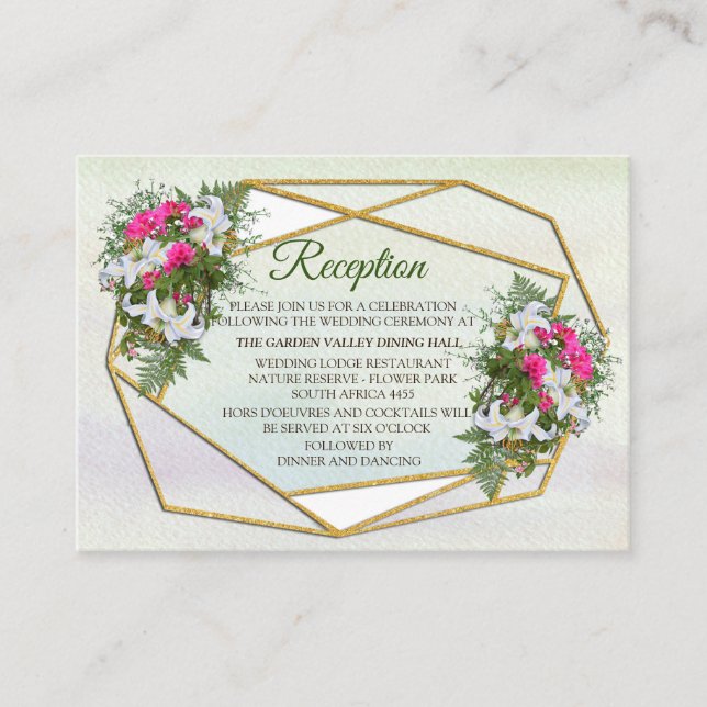 Geometric - Gold Glitter Flower Bouquet Theme Enclosure Card (Front)