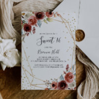 Geometric Gold Glitter Sweet 16 Birthday Party