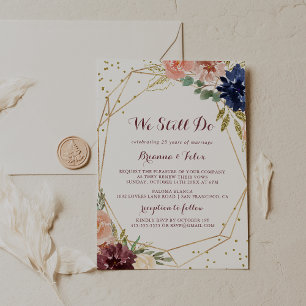 Geometric Gold Glitter We Still Do Vow Renewal Invitation