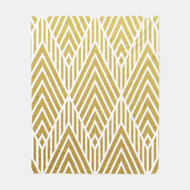 Geometric gold glittering seamless pattern fleece blanket (Front)