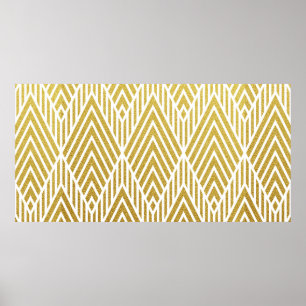 Geometric gold glittering seamless pattern poster