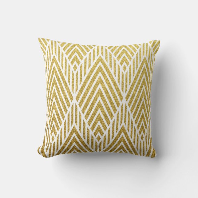 Geometric gold glittering seamless pattern throw pillow (Front)