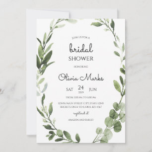 Geometric Gold Greenery Bridal Shower Invitation