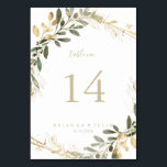 Geometric Gold Greenery Fall Wedding  Table Number<br><div class="desc">This geometric gold greenery fall wedding table number is perfect for a modern wedding. The design features a beautiful gold geometric frame with elegant green leaves.

This is a double sided table number. Add each table number you need to your cart individually.</div>