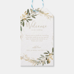 Geometric Gold Greenery Fall Wedding Welcome Gift Tags