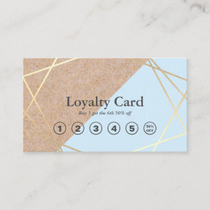 Geometric Gold Kraft Printed Pastel Blue Loyalty Business Card