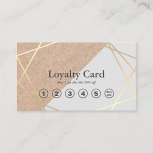 Geometric Gold Kraft Printed Pastel Grey Loyalty Business Card