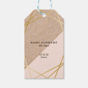 Geometric Gold Kraft Printed Pastel Pink Social Gift Tags