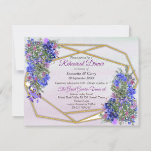 Geometric Gold & Lavender FlowersTheme Invitation