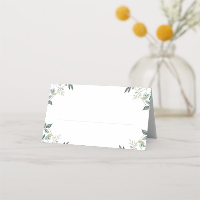 Geometric Gold Leaf Wedding Place Cards (Front)