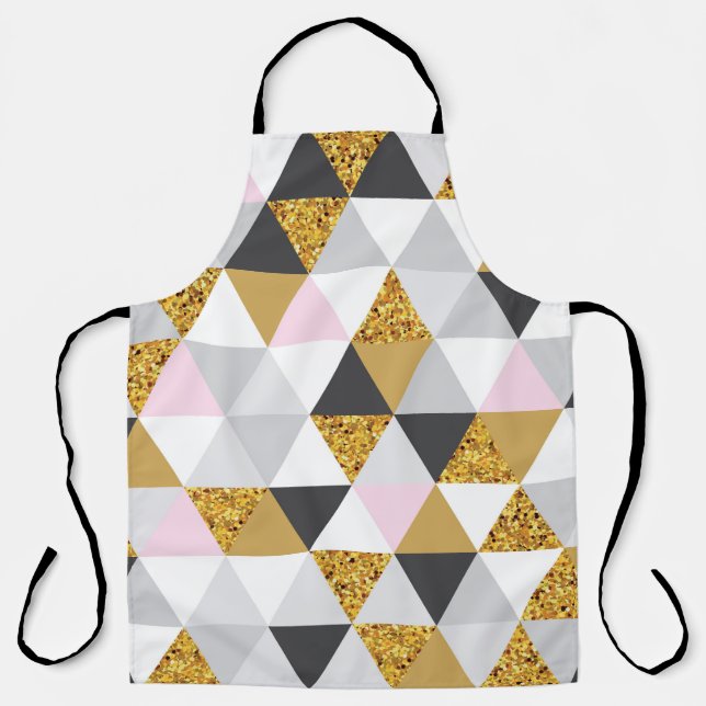 Geometric gold marble seamless pattern apron (Front)