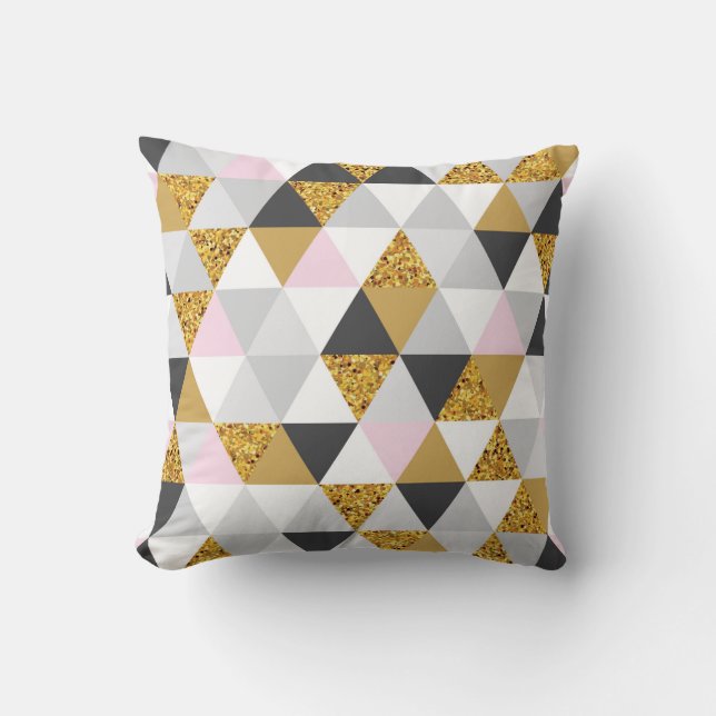 Geometric gold marble seamless pattern throw pillow (Front)