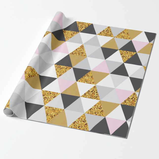 Geometric gold marble seamless pattern wrapping paper (Unrolled)