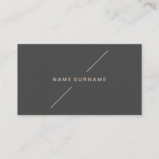 Geometric Gold Modern Minimalist Dark Grey Business Card (Front)