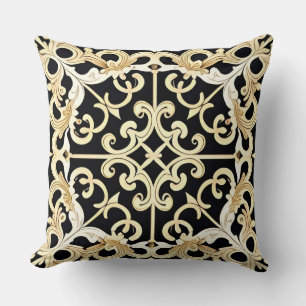 Geometric Gold Panel Throw Pillow
