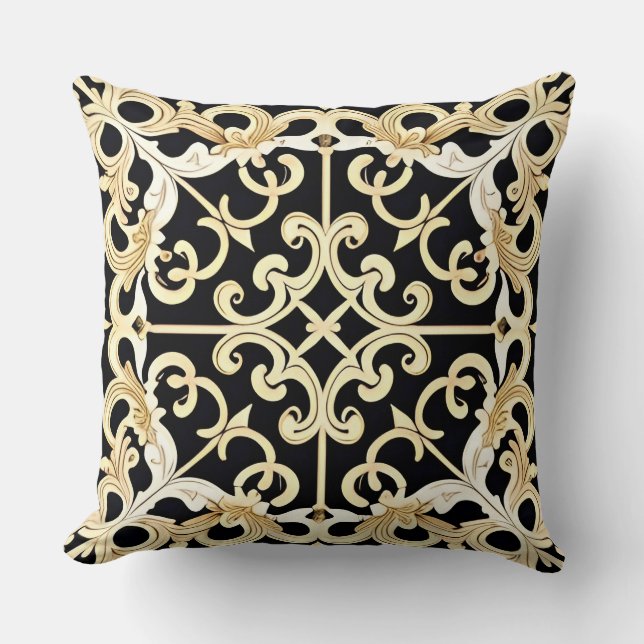 Geometric Gold Panel Throw Pillow (Front)