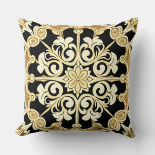 Geometric Gold Panel Throw Pillow