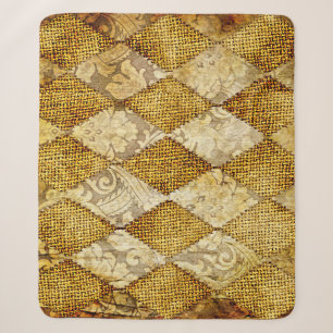 Geometric Gold: Retro Pattern Sophistication. Sherpa Blanket