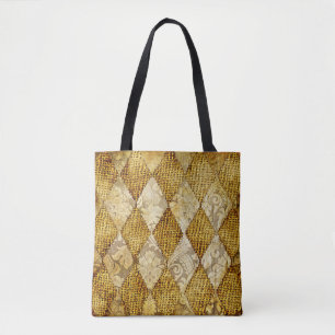 Geometric Gold: Retro Pattern Sophistication. Tote Bag