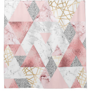 Geometric gold silver triangles, marble pattern.