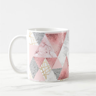 Geometric gold silver triangles, marble pattern. coffee mug