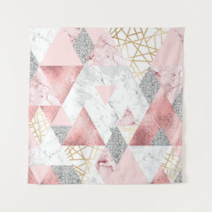 Geometric gold silver triangles, marble pattern. tapestry